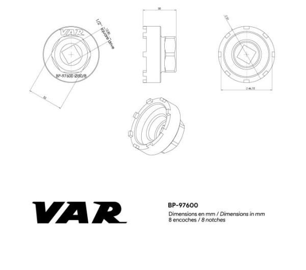 VAR Innenlagerwerkzeug BP-97600 BOSCH Performance Line, Performance CX Line 50 mm Produktbild 1