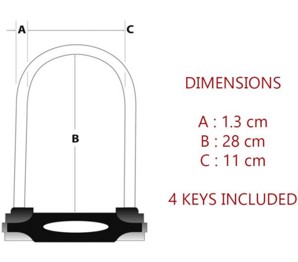 Master Lock B&uuml;gelschloss 8195LW Schwarz 13 mm x 280 mm x 110 mm Schl&uuml;ssel Produktbild 4