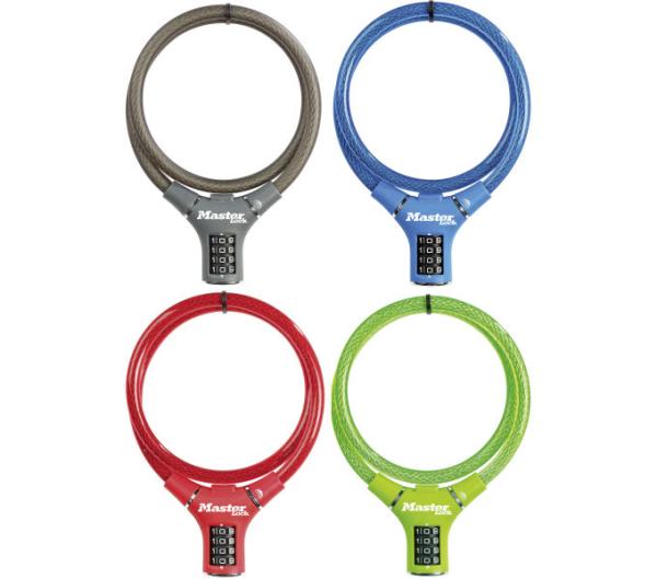 Master Lock Kabelschloss 8229 4er Pack 12 mm x 900 mm Zahlenkombination einstellbar